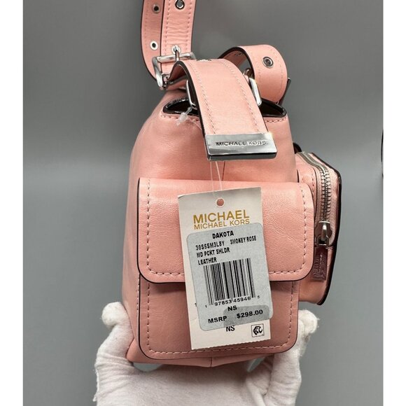 Michael Kors Dakota Medium Pocket Shoulder Crossbody Smokey Rose Leather NWT - Picture 8 of 16